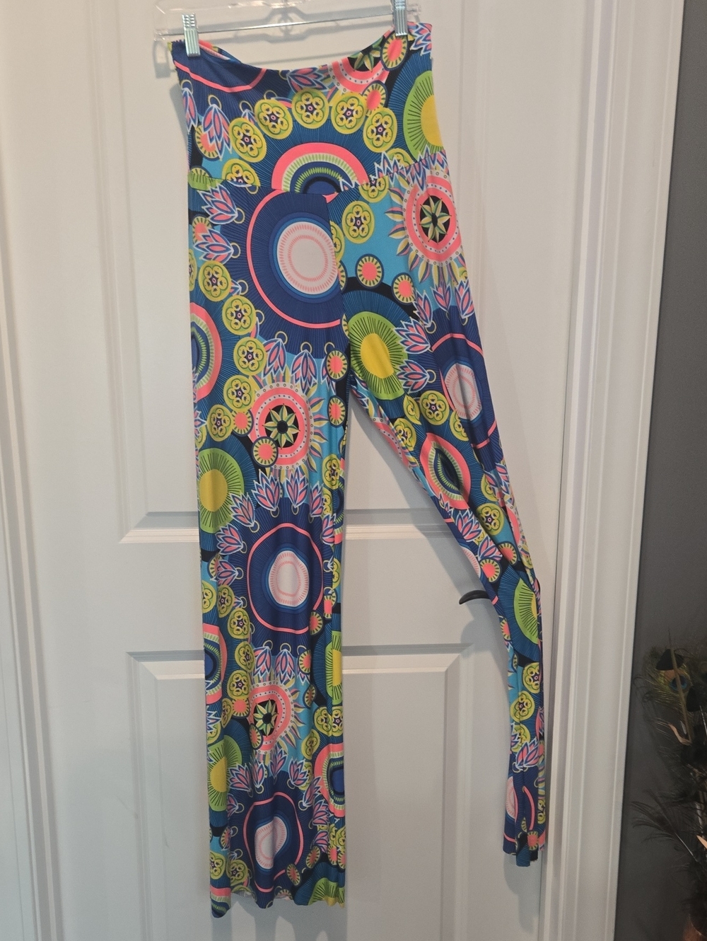 Women’s Wide Leg Flare Pants - Multicolor Floral Medallion